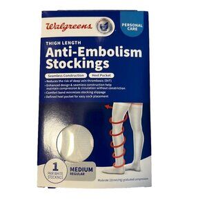 New Walgreens Thigh High Anti-Embolism Stockings 1 Pair White. Size Medium